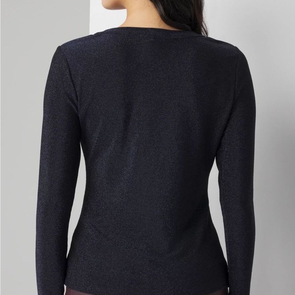 White House Black Market Black Long Sleeve Sparkle Knit Top - Picture 3 of 8